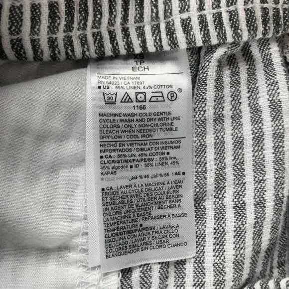 Old Navy Black White Striped High Rise Linen Blend Pull On Shorts XS - Picture 4 of 5